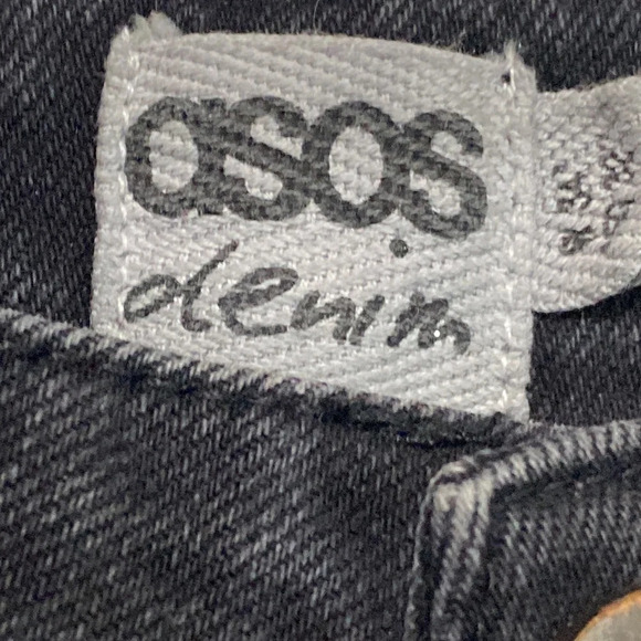 ASOS Denim Black Wash Ripped Knee High Rise Jeans Size 34 - Picture 4 of 7